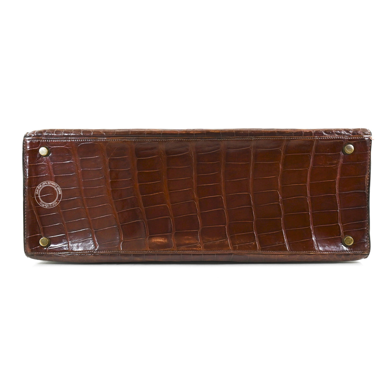 Hermes Kelly 35cm Miel Shiny Croc GHW - Vintage