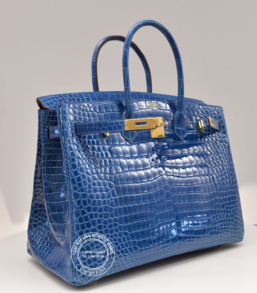 Hermès Birkin 35cm Mykonos Blue Shiny Croc GHW