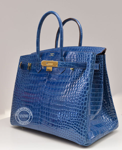 Hermès Birkin 35cm Mykonos Blue Shiny Croc GHW
