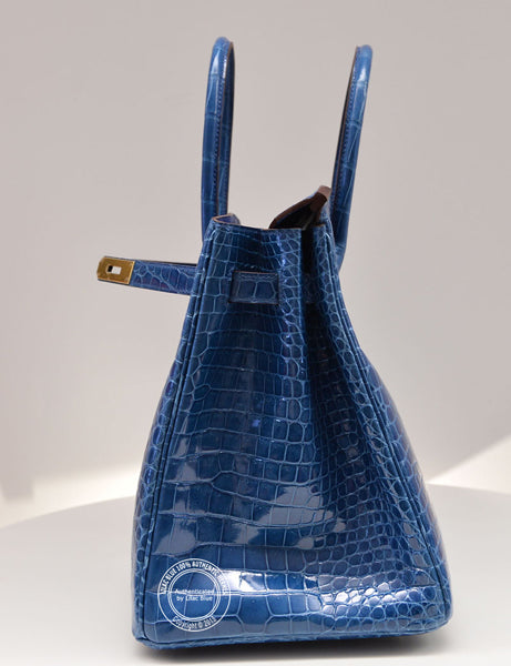 Hermès Birkin 35cm Mykonos Blue Shiny Croc GHW