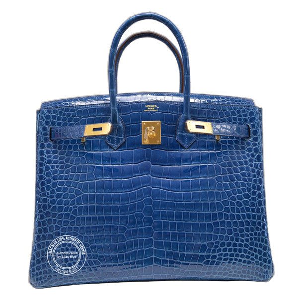 Hermès Birkin 35cm Mykonos Blue Shiny Croc GHW