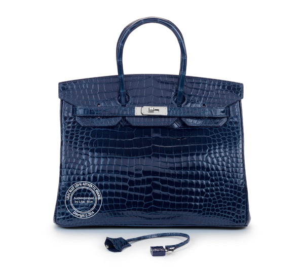 Hermès Birkin 35cm Dark Blue Shiny Croc PHW