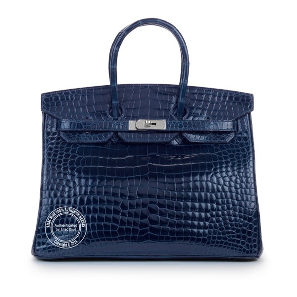 Hermès Birkin 35cm Dark Blue Shiny Croc PHW