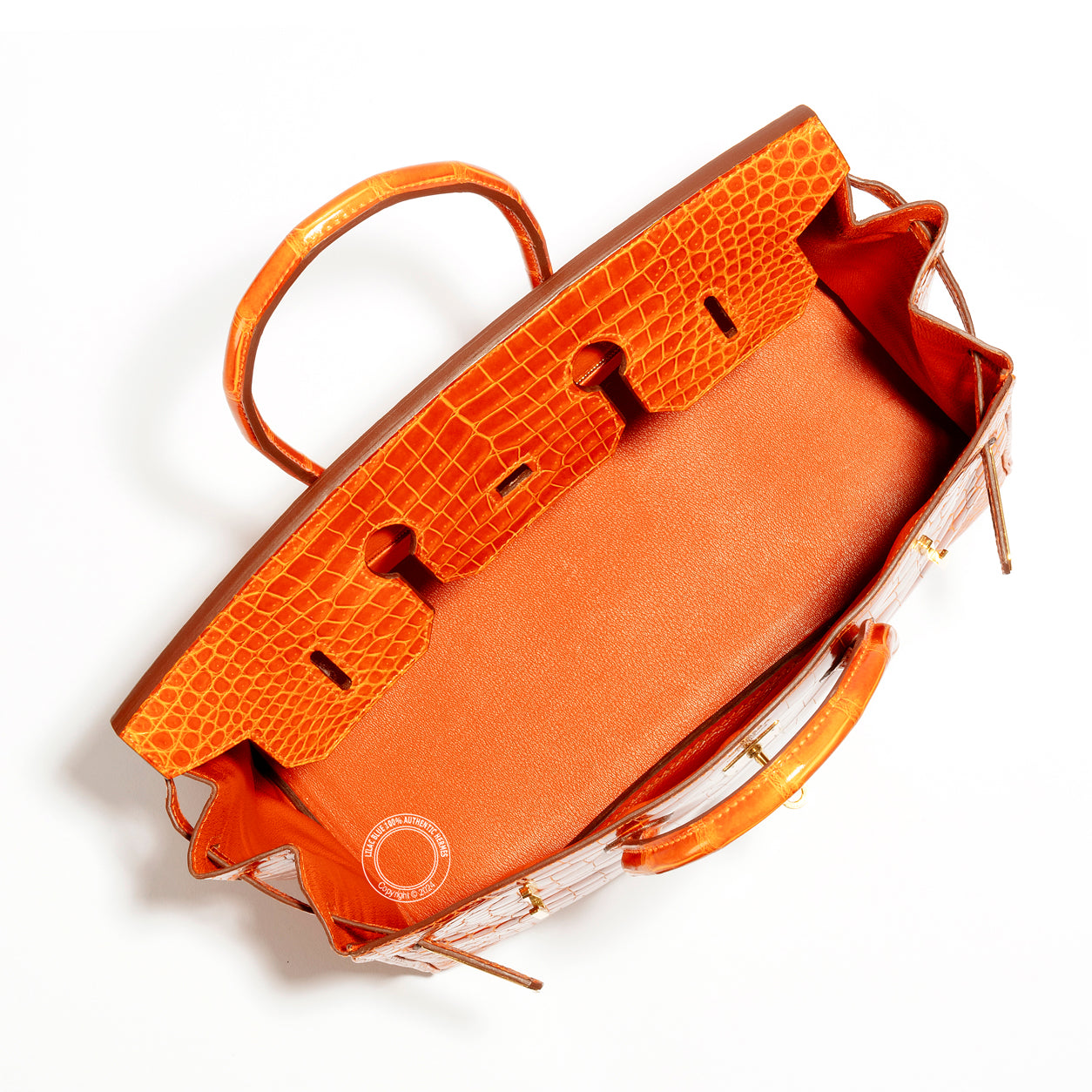 Hermès Birkin 35cm Orange Shiny Croc GHW - Preloved