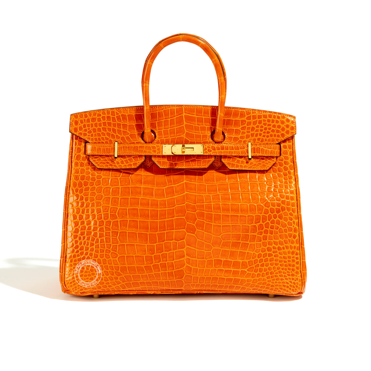 Hermès Birkin 35cm Orange Shiny Croc GHW - Preloved