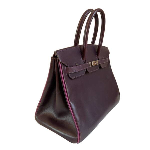 Hermès Birkin 35cm Raisin/Cyclamen Box PHW - Preloved