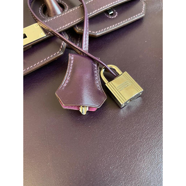 Hermès Birkin 35cm Raisin/Cyclamen Box PHW - Preloved