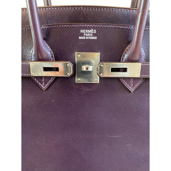 Hermès Birkin 35cm Raisin/Cyclamen Box PHW - Preloved