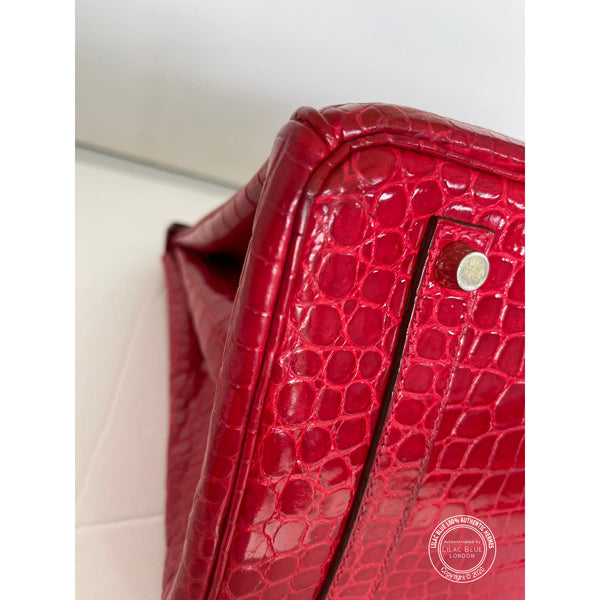 Hermès Birkin 35cm Rouge Braise Shiny Croc GHW - Preloved