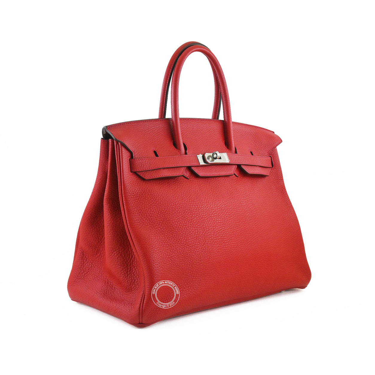Hermès Birkin 35cm Rouge Casaque Clemence PHW - Preloved