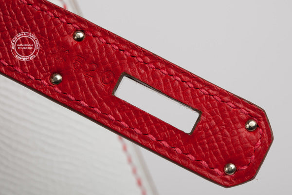 Hermès Kelly 32cm Rouge Casaque & White Flag Epsom PHW
