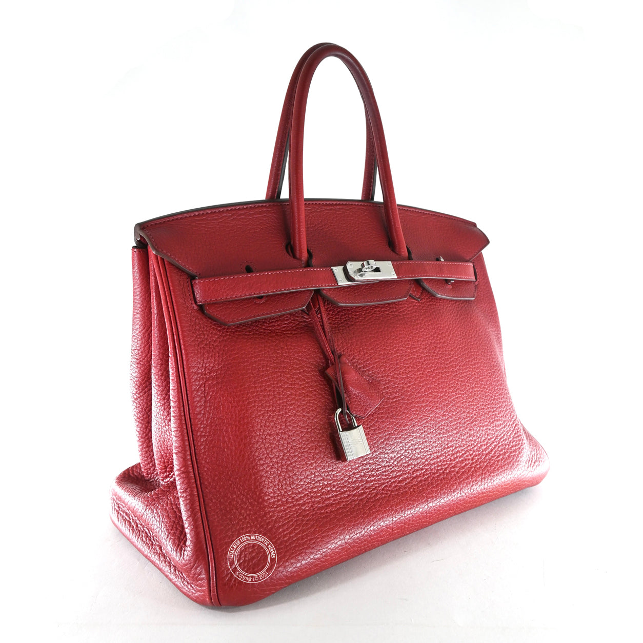 Hermes Birkin 35cm Rouge Garance Clemence PHW - Preloved