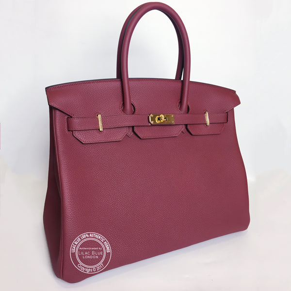 35cm Rouge Grenat Birkin. Togo, Gold