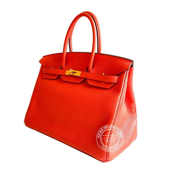 Hermes Birkin 35cm Rouge Pivoine Clemence GHW