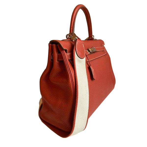 Hermès Kelly 35cm Sanguine Clemence PHW - Preloved