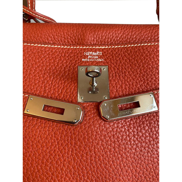 Hermès Kelly 35cm Sanguine Clemence PHW - Preloved