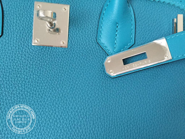 Hermès Birkin 35cm Turquoise Ghillies Togo/Swift PHW
