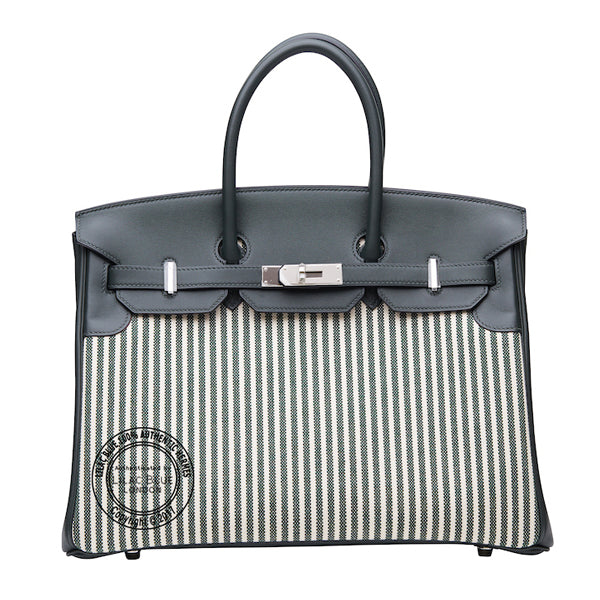 Hermès Birkin 35cm Vert Anglais/Vert Foncé Riga Canvas/Swift PHW