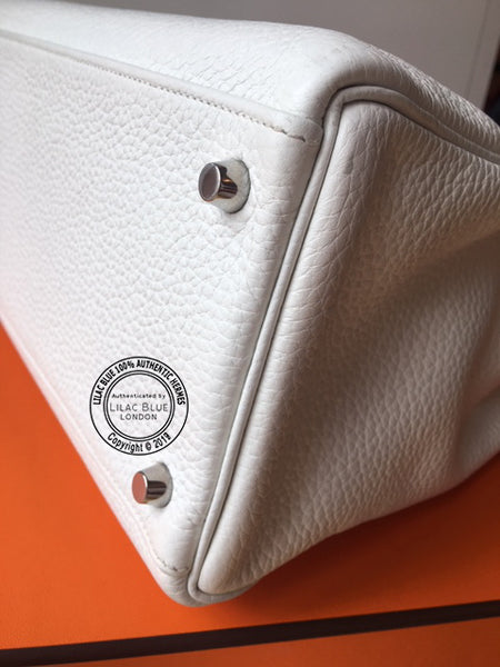 Hermès Kelly 35cm White Clemence PHW - Preloved
