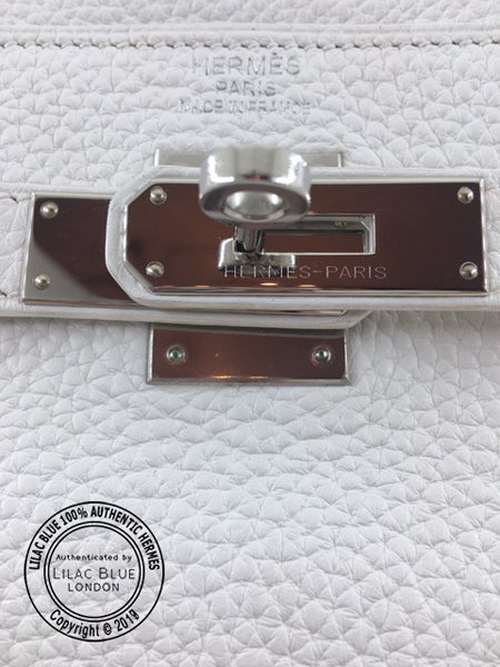 Hermès Kelly 35cm White Clemence PHW - Preloved