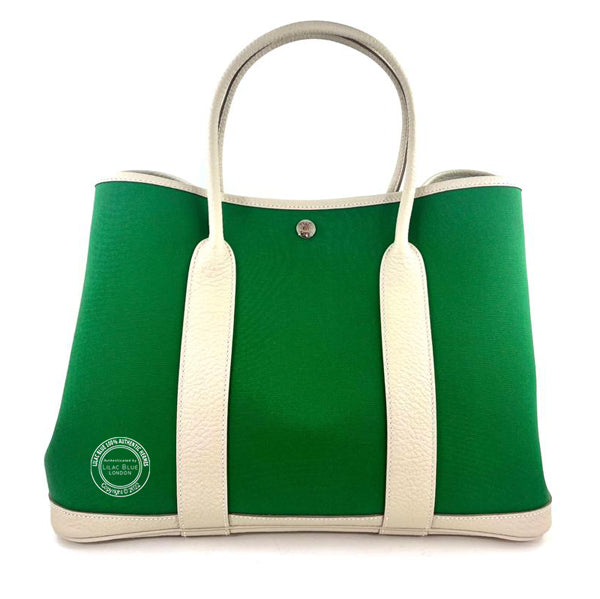Hermès Garden Party 36cm Cactus/Craie Canvas/Cowhide PHW
