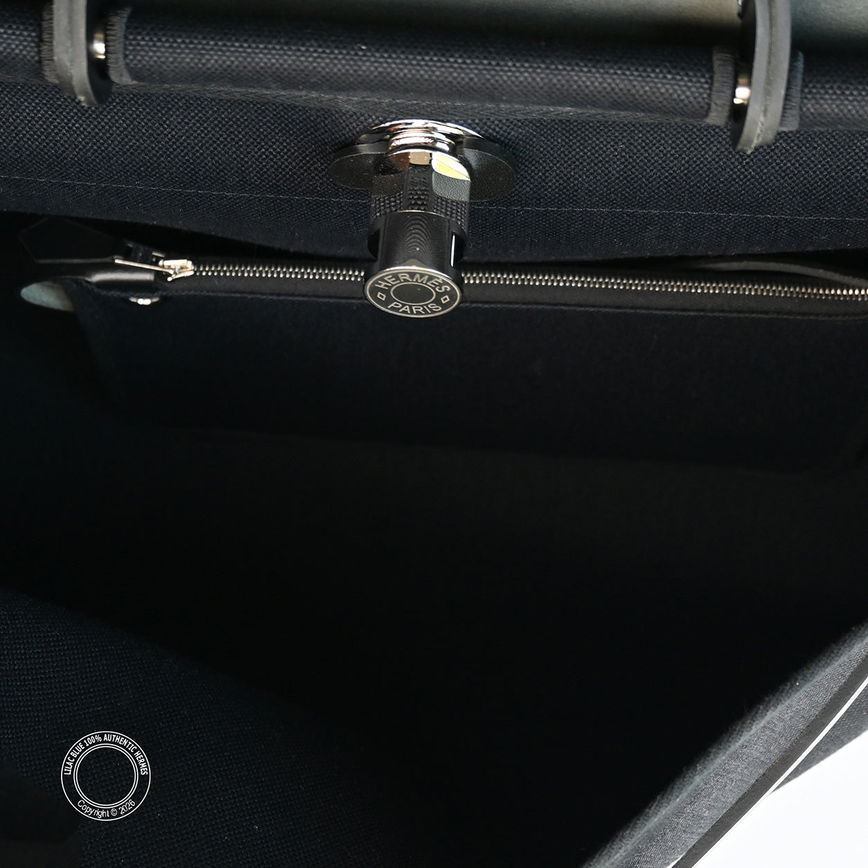 Hermes Herbag Messenger 39 in Black Hunter Leather and Militaire Canvas with palladium hardware
