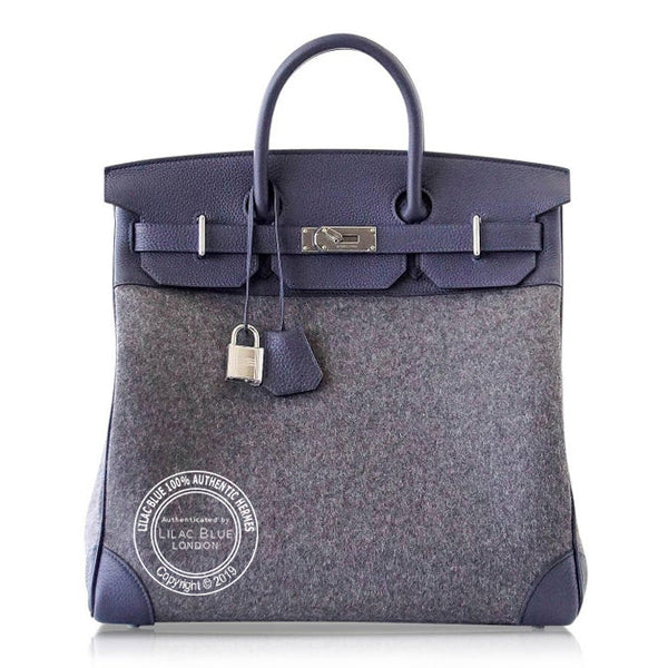 Hermès Birkin 40cm Gris Moyen/Bleu Nuit HAC Todoo Feutre & Togo PHW