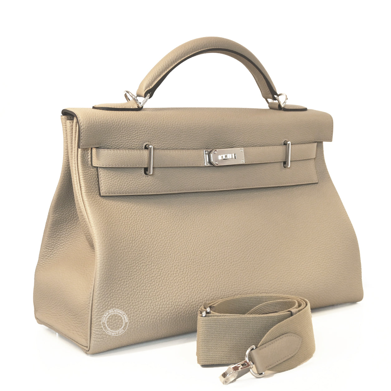 Hermès Kelly 42cm Beige Marfa Maxi Togo PHW
