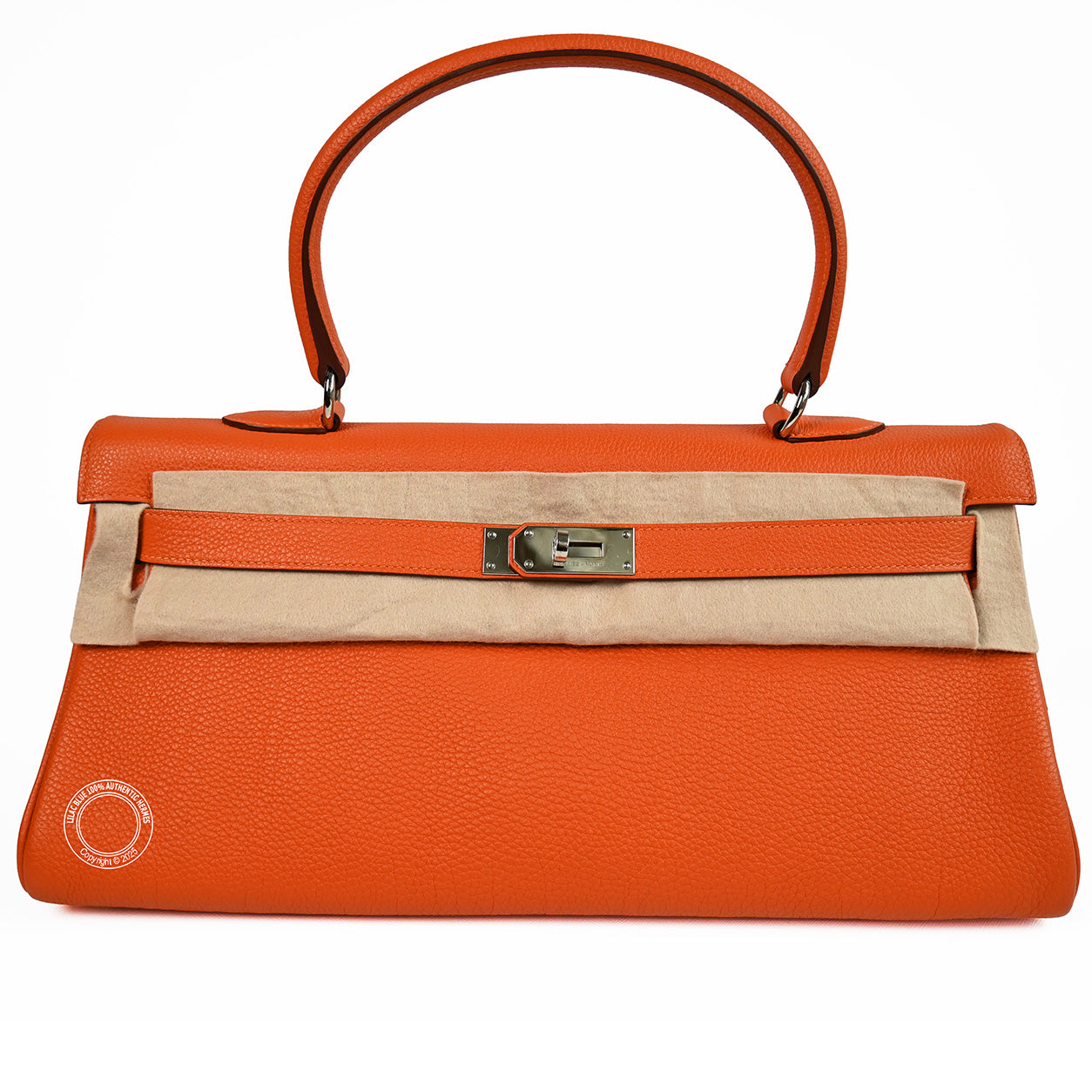 Hermes Kelly 42cm Orange JPG Shoulder Clemence PHW - Preloved