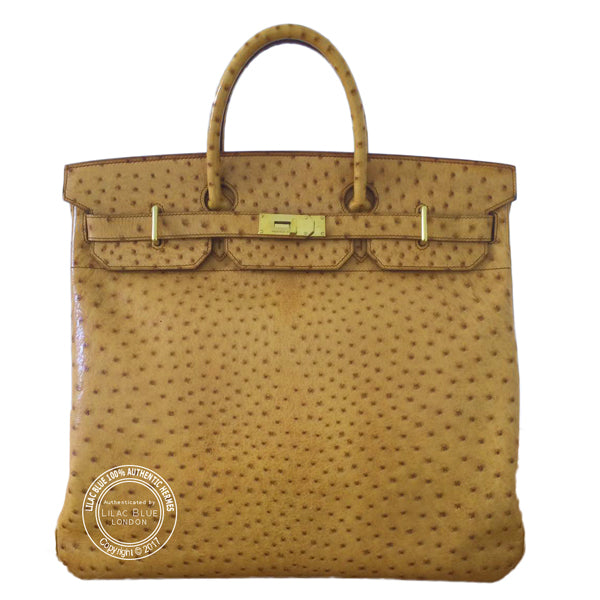 45cm Saffron HAC Birkin. Ostrich, Gold - Vintage