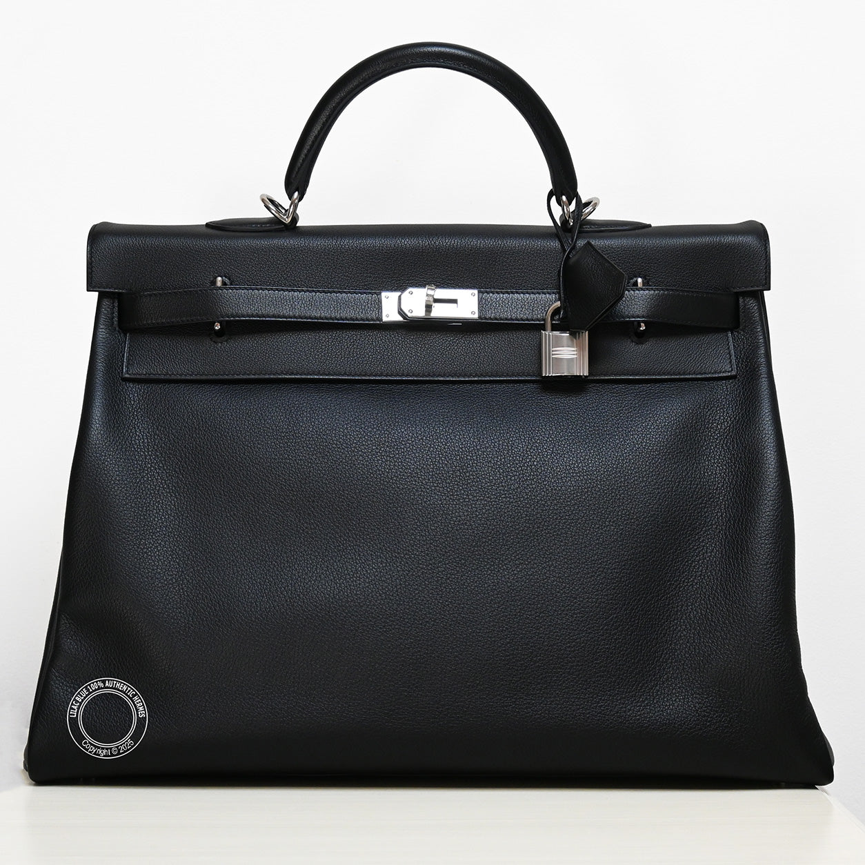 Hermes Kelly 50cm Black Relax Voyage Novillo PHW