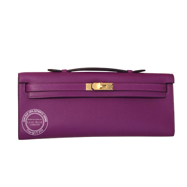 Hermès Kelly 31cm Anemone Cut Pochette Swift GHW