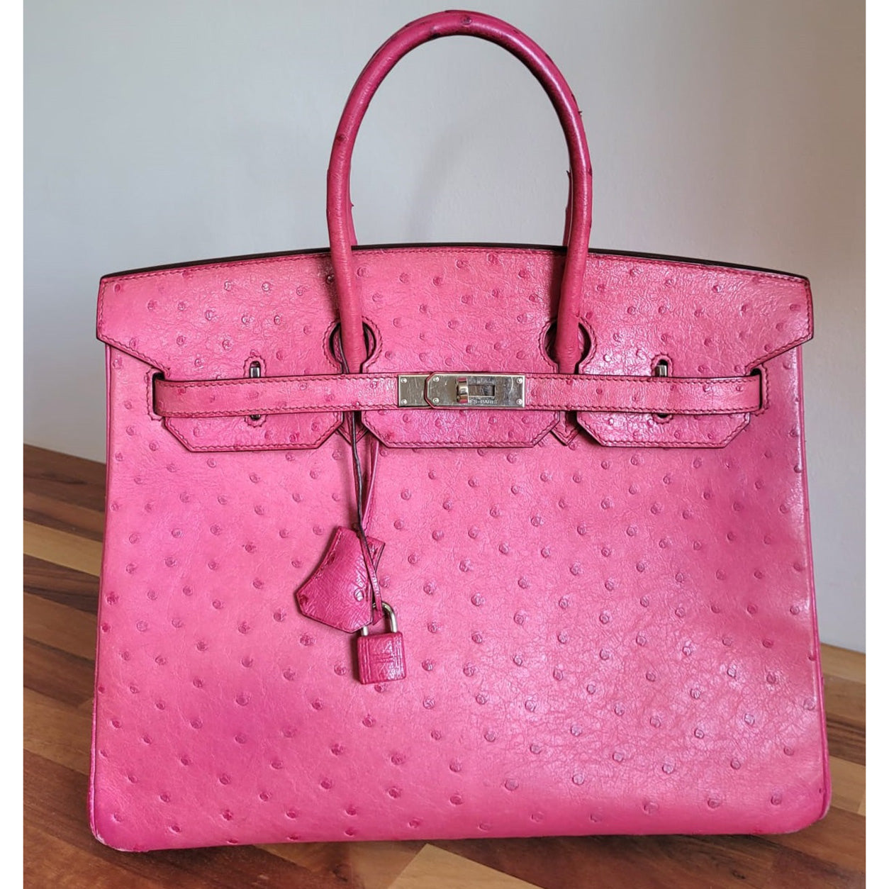 Hermès Birkin 35cm Fuchsia Birkin Ostrich PHW - Preloved