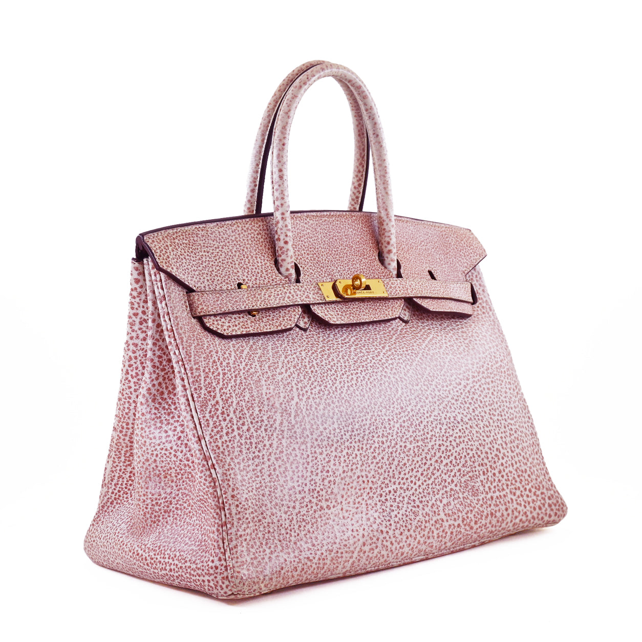 Hermès Birkin 35cm Pink Dalmatian Buffalo PHW - Preloved