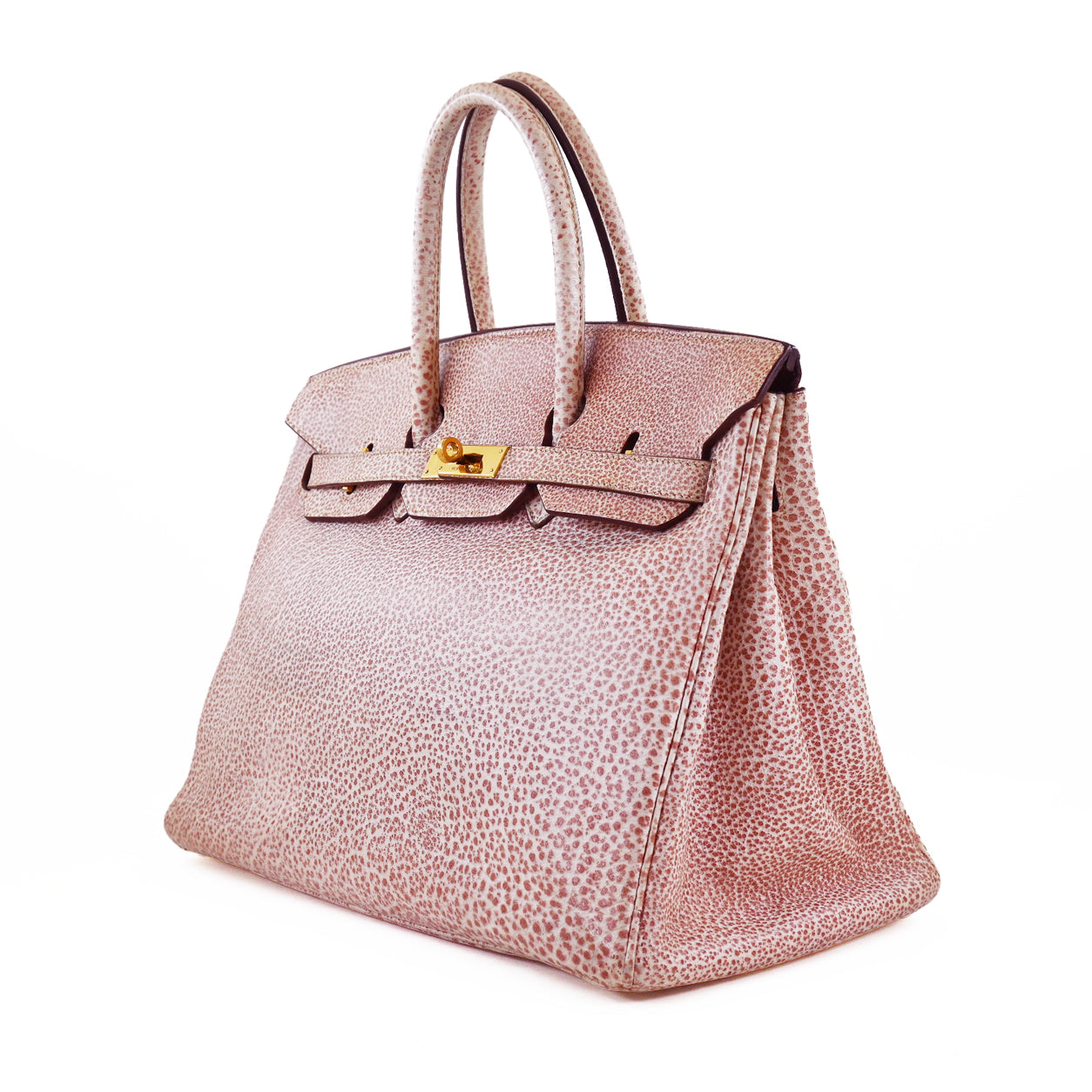 Hermès Birkin 35cm Pink Dalmatian Buffalo PHW - Preloved