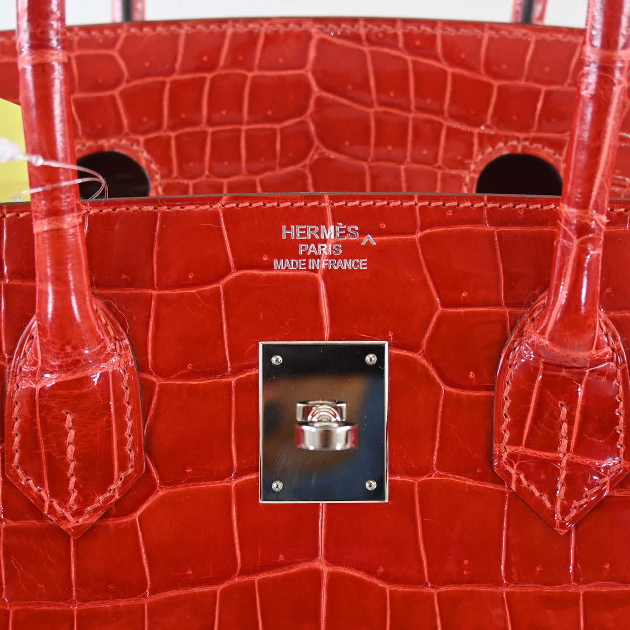 Hermès Birkin 35cm Rouge Braise Shiny Croc PHW - Preloved