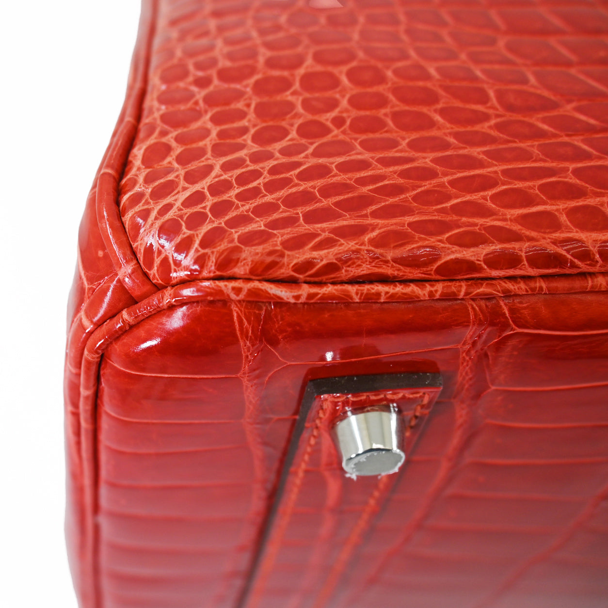 Hermès Birkin 35cm Rouge Braise Shiny Croc PHW - Preloved