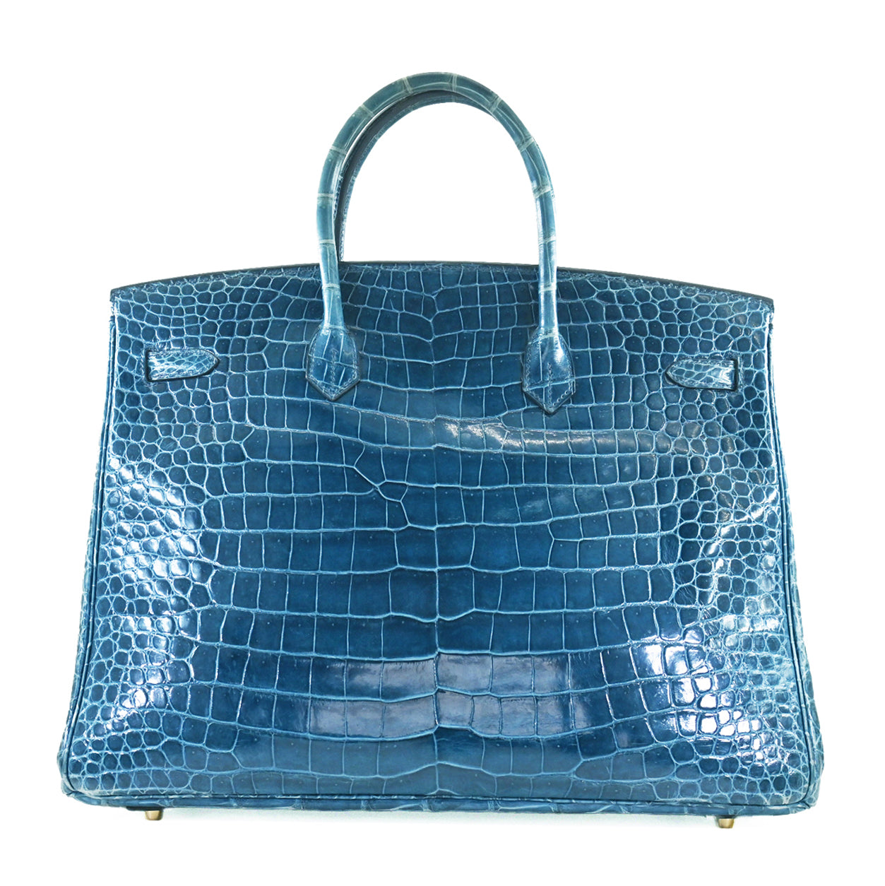 Hermès Birkin 40cm Blue Jean Shiny Croc GHW - Preloved