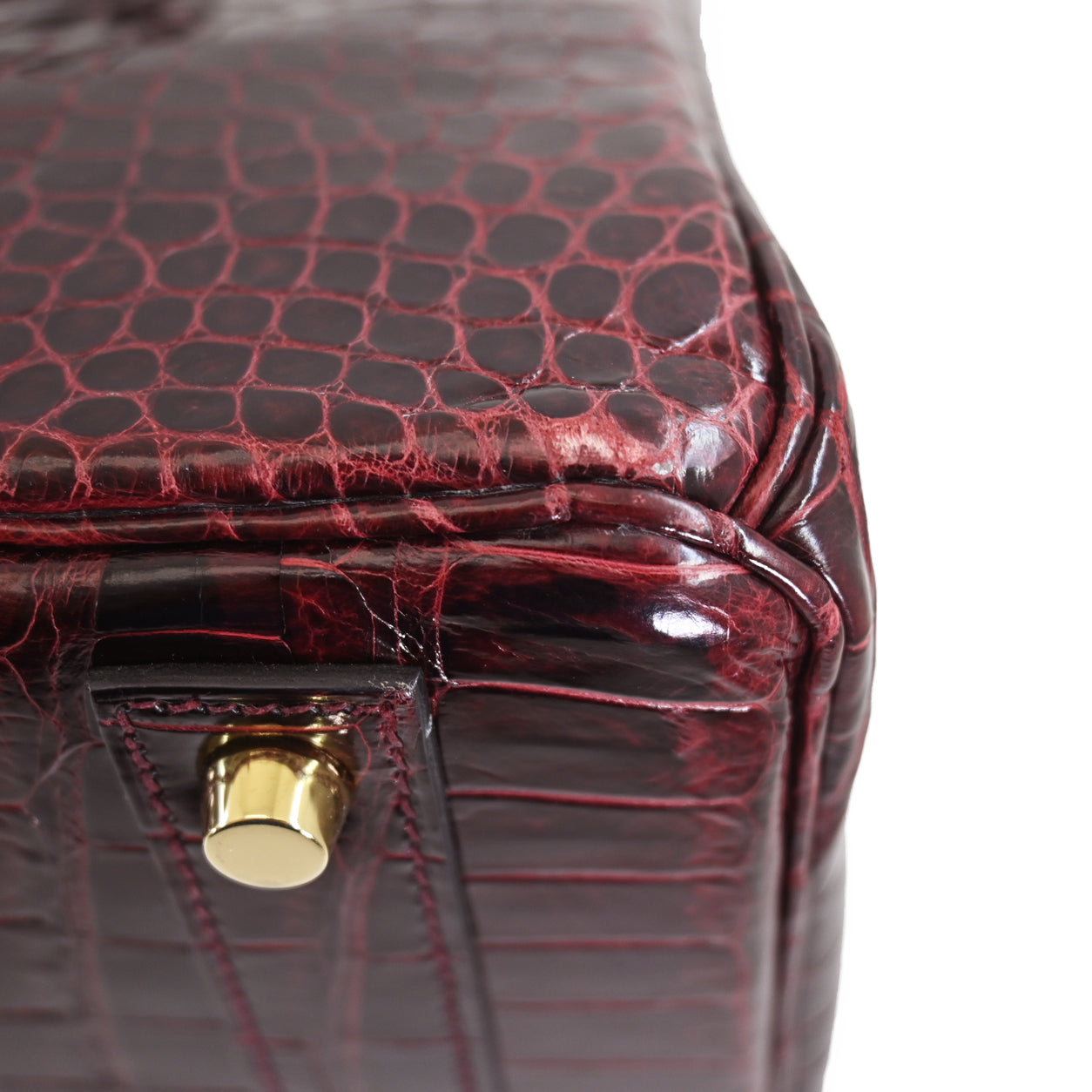 Hermès Birkin 40cm Bordeaux Shiny Croc GHW - Preloved