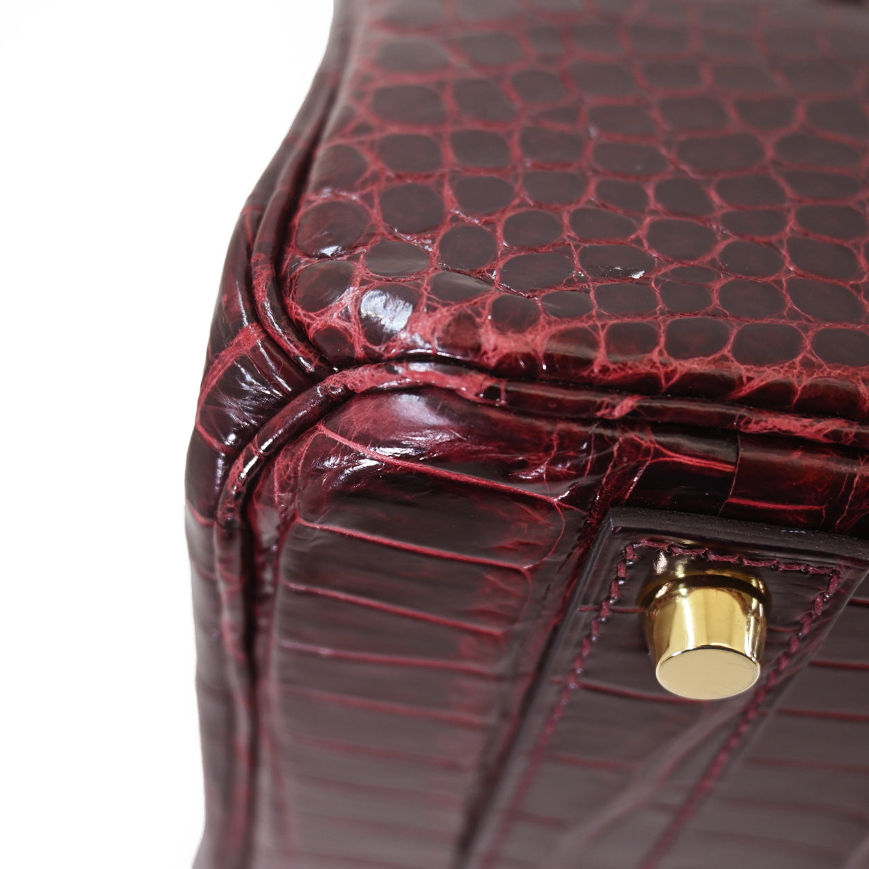 Hermès Birkin 40cm Bordeaux Shiny Croc GHW - Preloved