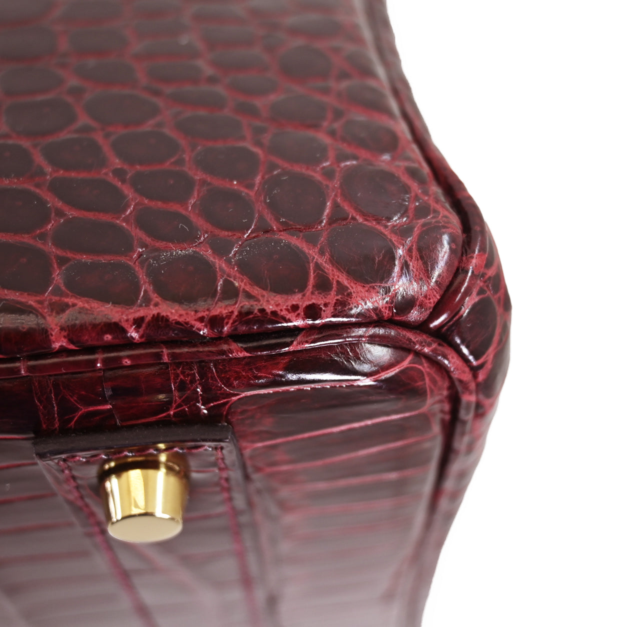 Hermès Birkin 40cm Bordeaux Shiny Croc GHW - Preloved