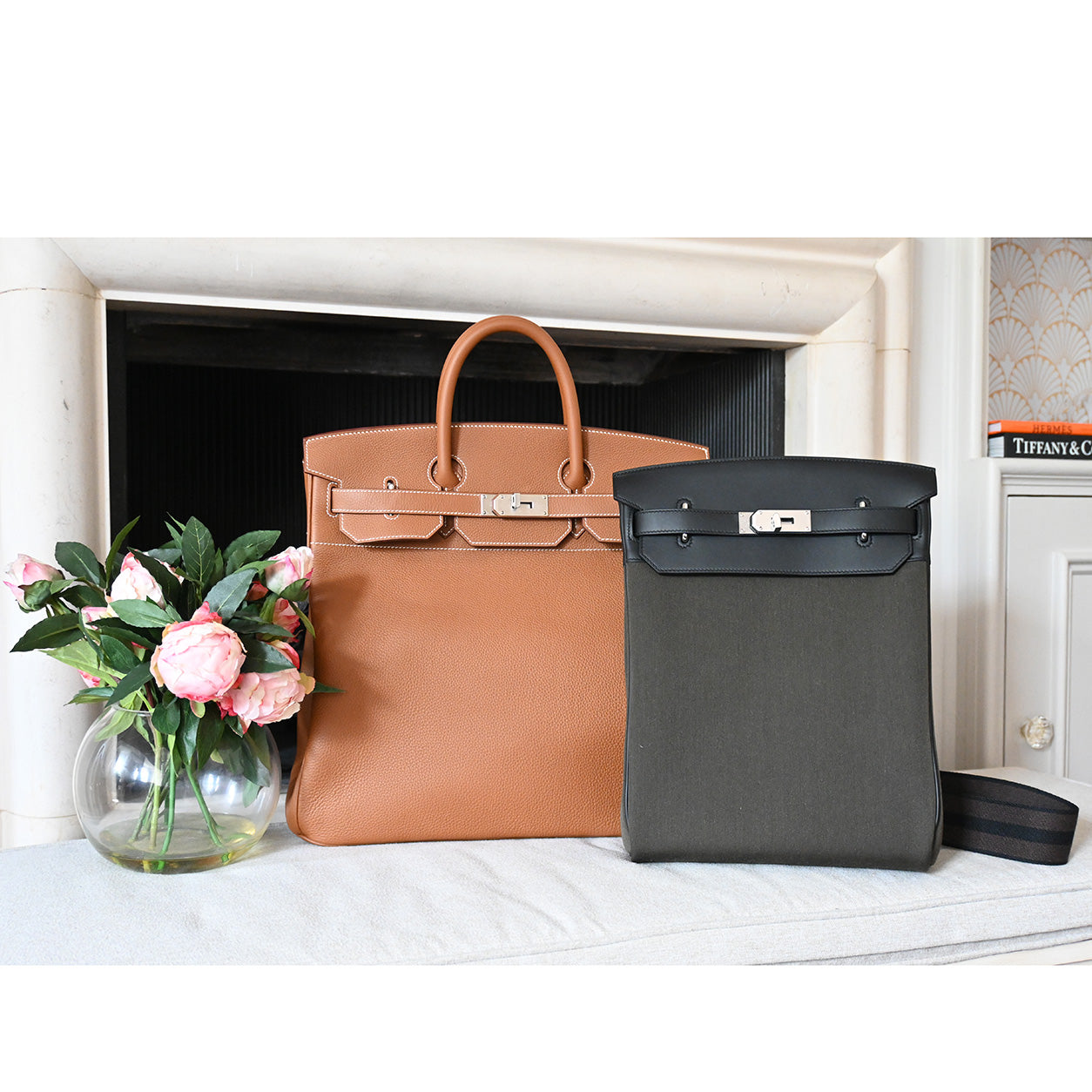 Hermes Hac A Dos 36cm Black/Ebene Swift & Canvas PHW