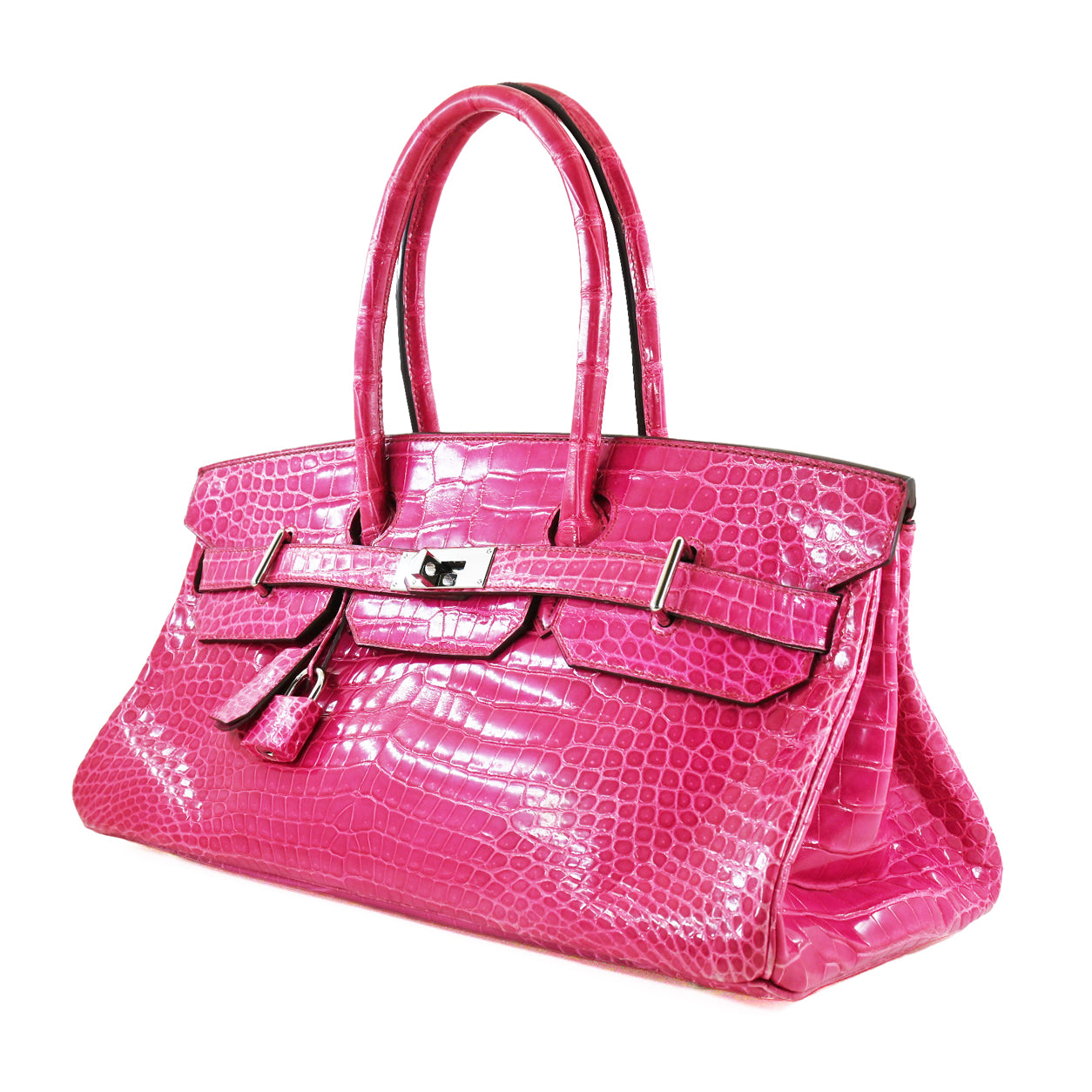 Hermès Birkin 42cm Fuchsia JPG Shoulder Shiny Croc PHW - Preloved