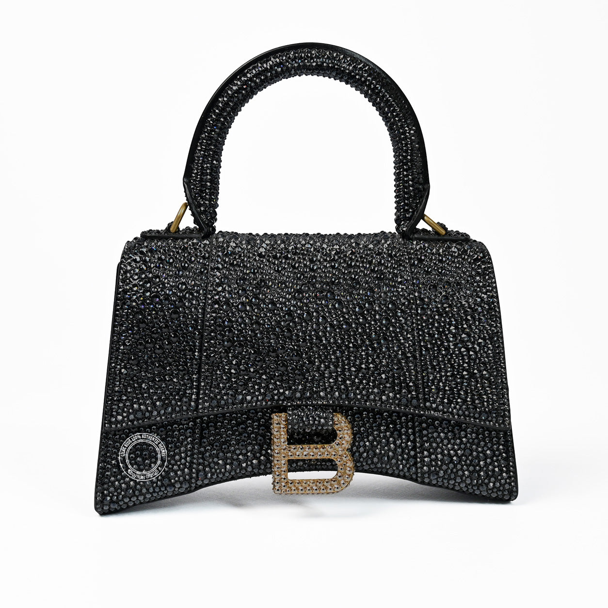 Balenciaga Hourglass XS Black Box with Swarovski Crystals