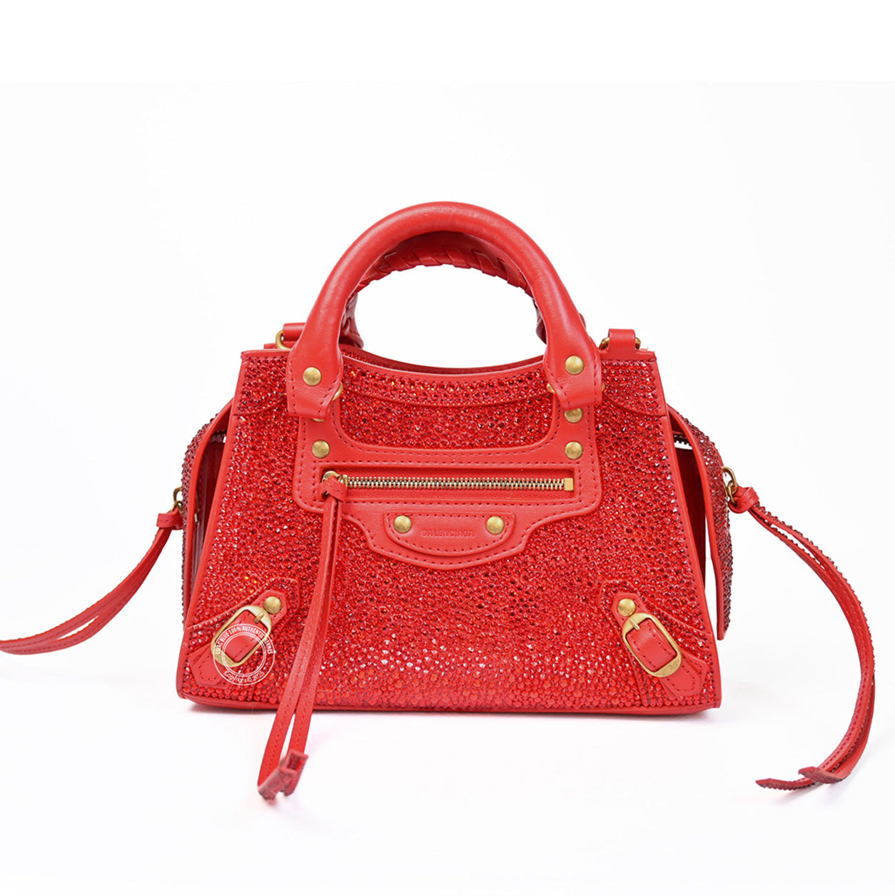 Balenciaga NEO Classic City Mini Bright Red with Swarovski Crystals