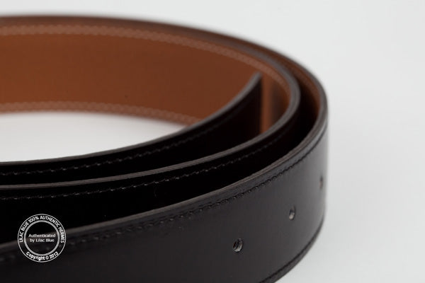 Hermès Idem Belt. Black & Gold Leather, Palladium