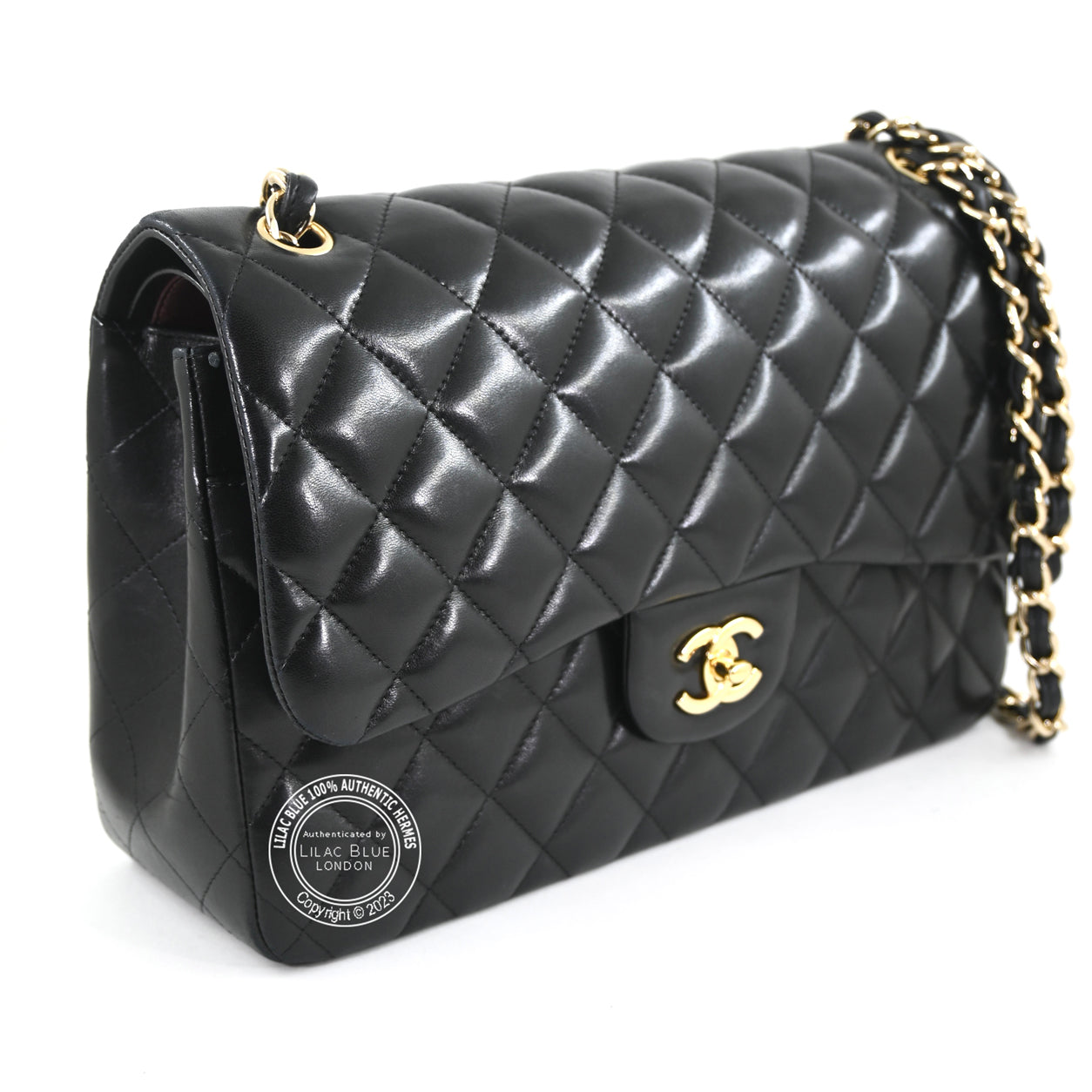 Chanel Jumbo Flap Black Lambskin GHW -Preloved