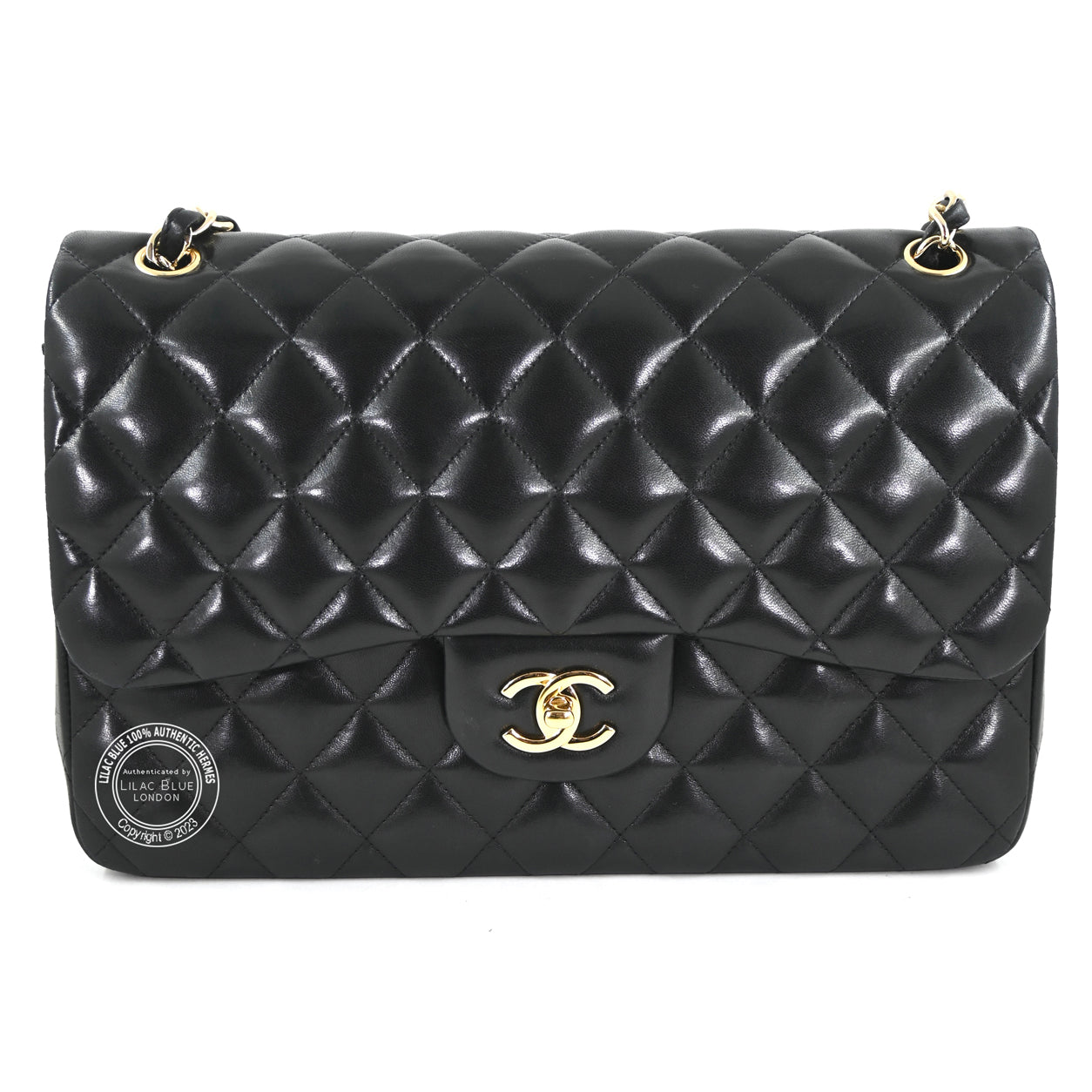 Chanel Jumbo Flap Black Lambskin GHW -Preloved