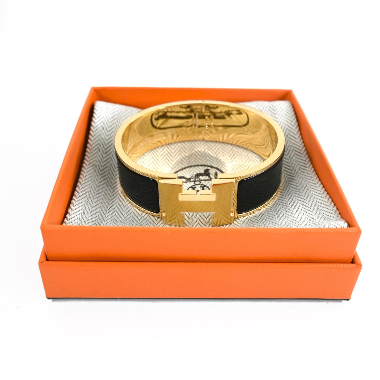 Hermès Clic Clac H Black with Gold