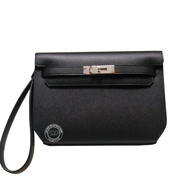 Hermès Kelly Depeche Pochette 25cm Black Epsom PHW